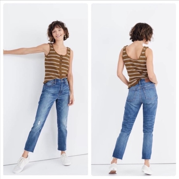 Madewell Jeans Pant High Straight Slim 90s Festival Grunge Classic Blue Denim 27 - Picture 1 of 13